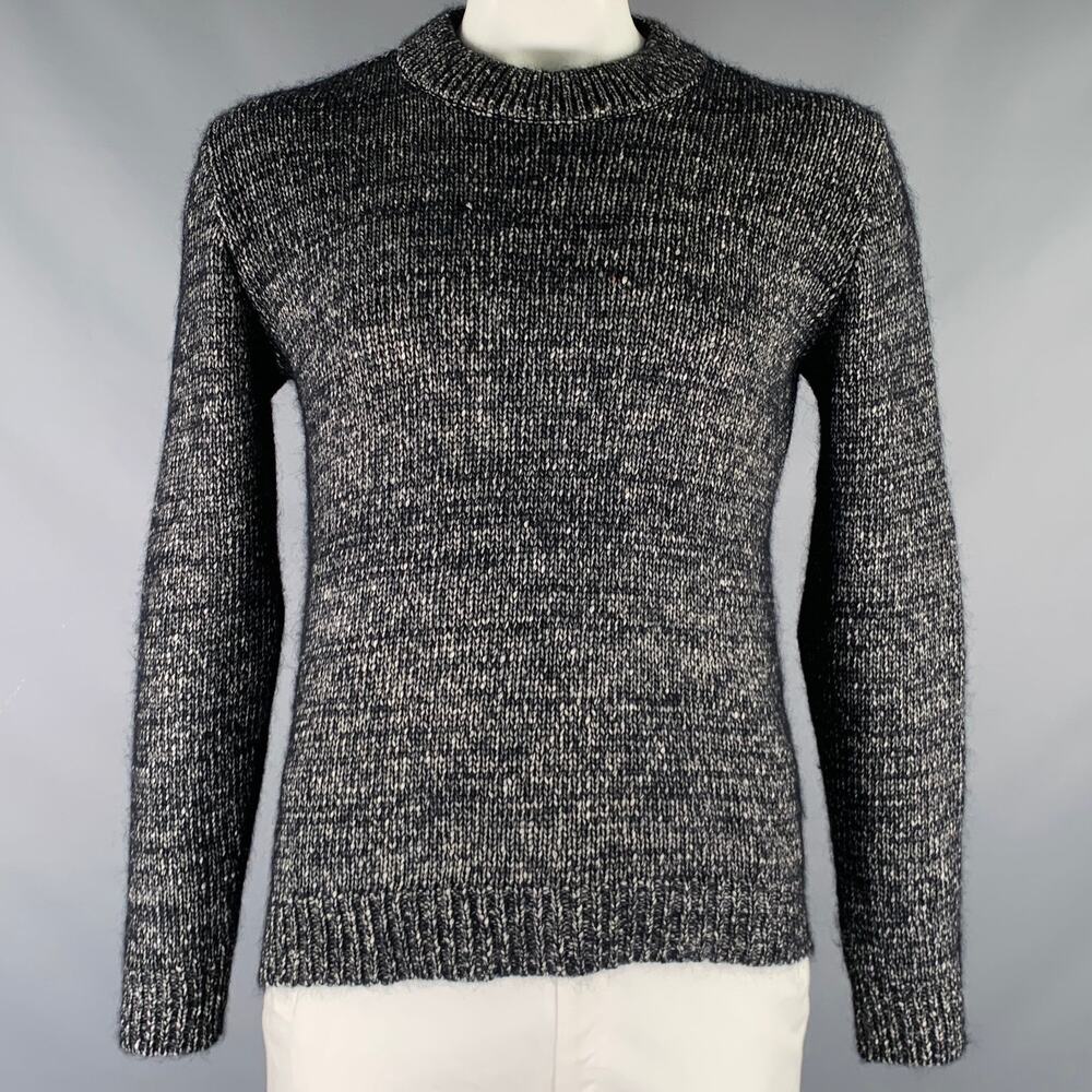 STEPHAN SCHNEIDER Size XL Grey Black Knit Cotton Blend Crew Neck Sweater